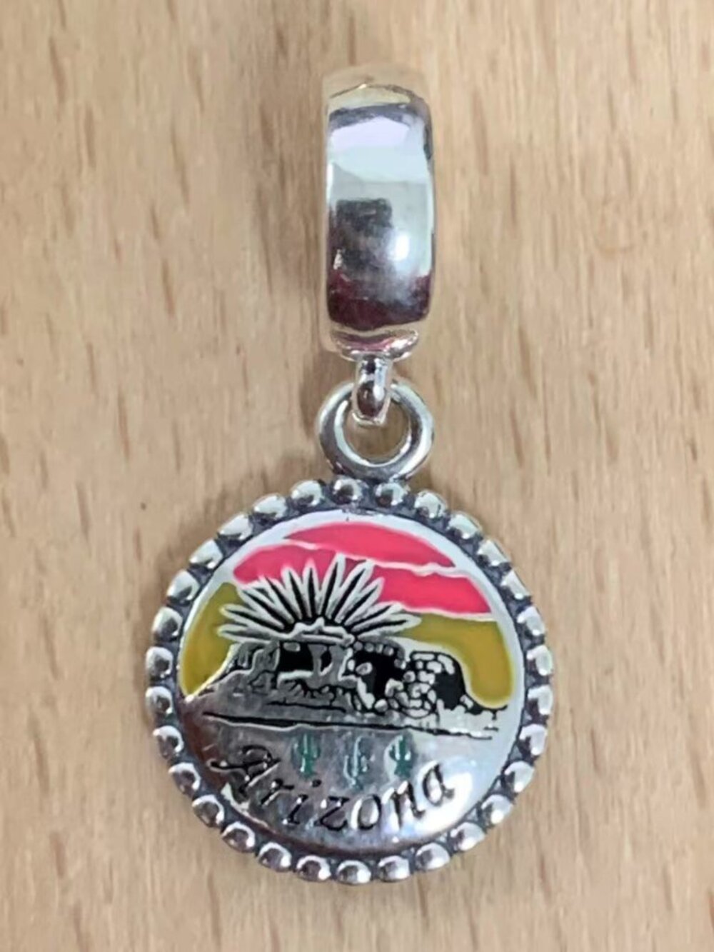 Pandora Arizona Exclusive  Sunset Enamel Dangle Charm, S925 Silver Bracelets